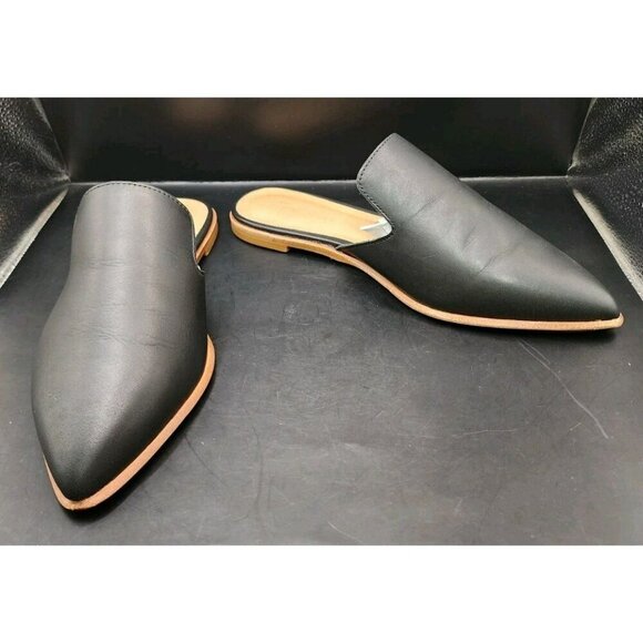 NIB Madewell The Gemma Mule Black Leather G8388 Cloudlift Padding Pointed Toe 7 - Picture 2 of 10